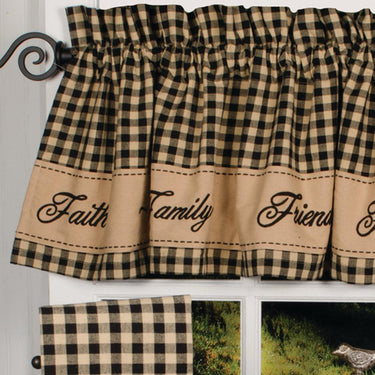 Black Nutmeg Faith Family Friends Valance Lined VLRE0208 - The Fox Decor